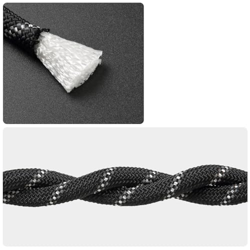 Climbing Rope, Waterproof Anti-Freezing Static Rope, Reflective, Floating, for Climbing, Arborist, Rappelling, Swing, Boating, Marine, Rafting and Caving - color: Black, size: 3/8" x 16'