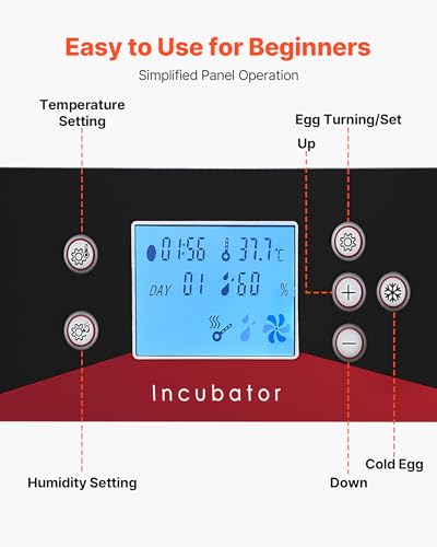 VEVOR 400 Egg Incubator, Poultry Incubator Cabinet with Automatic Eggs Turning, Temperature & Humidity Control, Heating & Cooling Egg Hatcher, Commercial Incubators for Hatching Chicks Ducks Goose - size: 400 Eggs