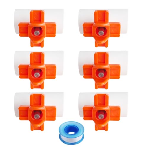 Horizontal Chicken Waterer Nipples with 1/2 PVC Tee Fittings DIY Automatic Chicken Watering System Kit (Orange, 6Pcs) - size: 6