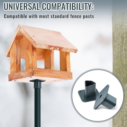 Nuanchu T Post Mounting Plate for Bird Houses Feeder,2 Pcs,Dark Green | Compatible with Most Standard Fence Post Pole,Mounting Plate for Bird Houses,Bird Feeder,Mailboxes, Mount Flange