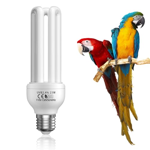 GlowUp 23W UVB Bulb for Bird, UVB 2.4 Compact Fluorescent Light Bulb E26 Birdcage Compact UVB 2.4 Lamp for Captive Birds and Reptiles - size: 23W UVB 2.4 Light Bulb
