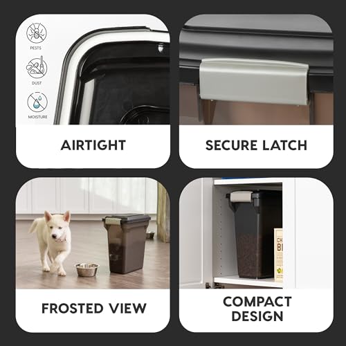 IRIS USA Dog Food Storage Container, Up to 13 lbs, Smoke, Made in USA | BPA-Free, Airtight Seal, Best for Cat Food, Bird Seed, Chicken Feed, Pet Toys, Treats, Pellets - color: Smoke
