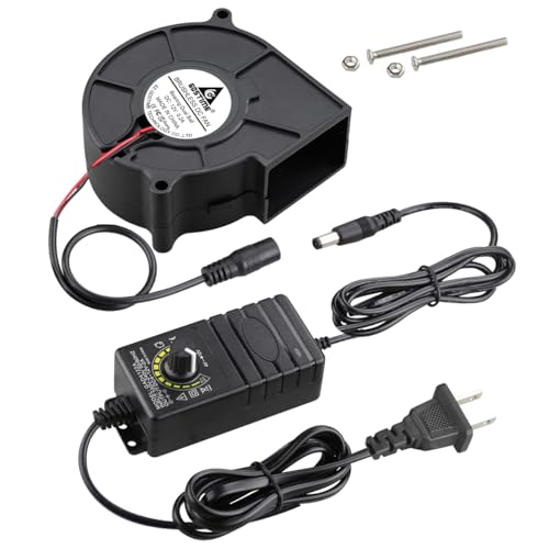 GDSTIME 75mm x 30mm Blower Fan with Speed Control, 110V to 240V AC Powered | Dual Ball Bearing, Brushless Turbine Turbo Cooling, 7530, for Cabinet Humidor, RV Inverter/Charger, DIY Air Purifier - size: 75x30mm