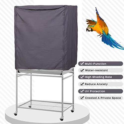 QBLEEV Birdcage Covers, Breathable Universal Bird Parrot Cage Cover Shade | Blackout windproof light-proof covering reduces distractions night accessories cloth without cage-24.8x17.7x31.5in (LxWxH) - color: Grey
