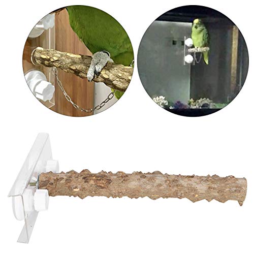 Parrots Outdoor Portable Wood Perch 30CM Pet Bird Shower Standing Rod with Suction Cup