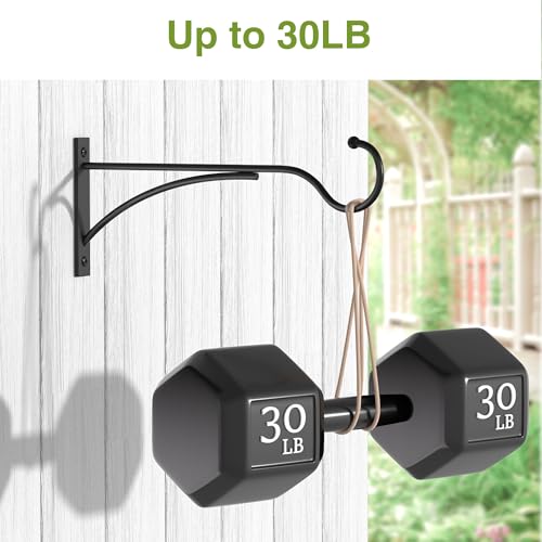 saffruff 11 Inch Heavy-Duty Metal Plant Hanger Hooks, Outdoor, Matte Black | 30 lb capacity | For bird feeders, flower baskets, wind chimes, lanterns| Black | outdoor | Wall-mounted | Heavy Duty - size: 11 in, 1 pk