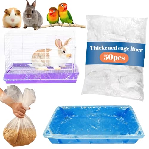 Disposable Small Animal Cage Liners, Plastic Liners Can Cover 37x19, 34x22 30x20 Inches, Suitable For Rabbits, Birds, Guinea Pigs, Chinchillas(50)