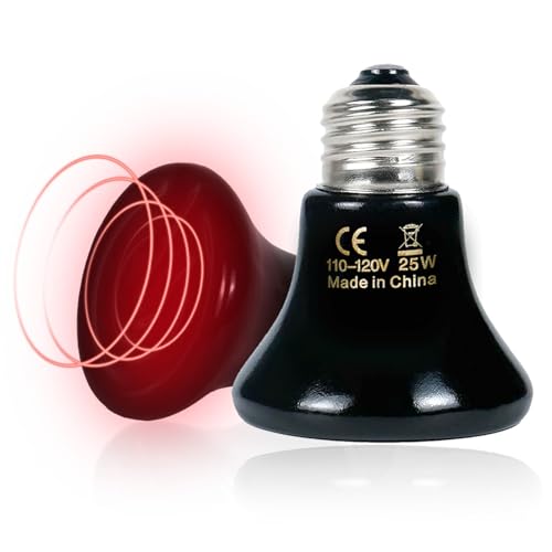 2-Pack Ceramic Heat Emitter Lamp 0.2inch(60mm)– 25W, Non-Light Emitting, 24/7 Safe Heat for Reptiles & Small Pets, E26 - color: 25 Watt, size: 60 mm
