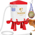 Automatic Chicken Waterer with Float Valve, Elevated Water Dispenser for Chicken, Float Controlled Poultry Watering Supplies, Standing/Hang Use, 3 Gallon, Red - color: Red