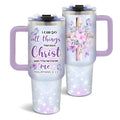 DUUV Christian Tumbler 40oz, Insulated Christian Gifts for Mom Women | Purple Bible Verse Butterfly Tumbler Leakproof, Inspirational Gift for Christians, I Can Do All Things Through Christ, 1 Pack - color: Butterfly Christian
