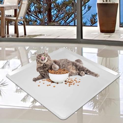TidyFriend Pet Food Mat 30 x 23 Inches, Pet Tray for Food and Water, Dog Food Mats, Silicone Cat Food Mat, Non Slip Pet Food Mat, Dog Bowl Mat Waterproof, Pet Supplies (Soft Grey) | Raise Edge, Protect Floors & Carpets, Easy to Clean, Non Slip Silicon Cat