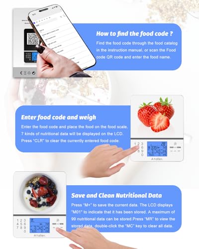 Food Scale with Nutritional Calculator, 1g Resolution Max 5kg 11Ibs | Kitchen Diet Scale, Digital Food Calorie Counting Scale for Meal Prep, Kitchen, Baking, Weight Loss, Tempered Glass, White - color: White