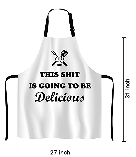 Funny Linen Apron for Women & Men - Kitchen & BBQ Apron - color: Multi Lf283