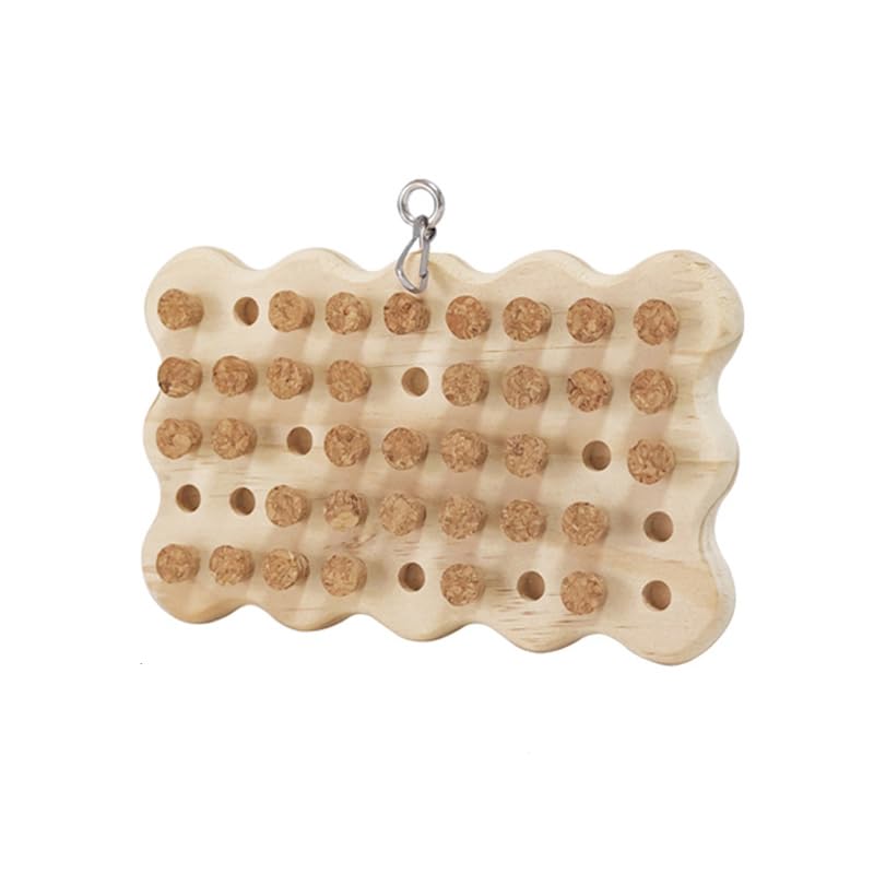 LOS ANDES Parrot Chew Toy with Soft Corks, Wooden Biting Training Toy and Foraging Bird Toys,Bird Cage Accessories, Parakeet Toys - size: Rectangle