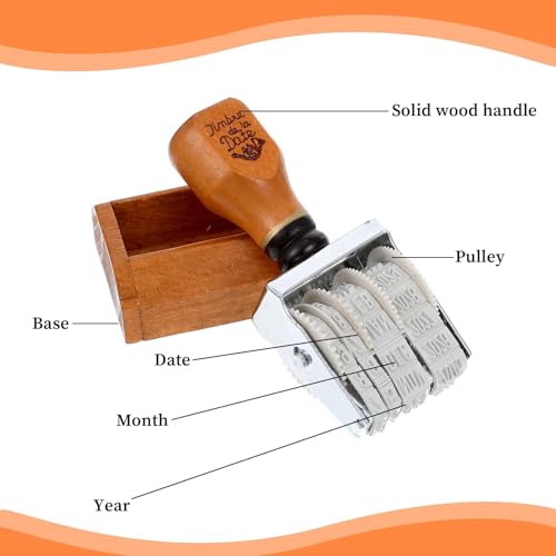 DIY Date Stamp，Roller Date Stamper Day Month Year，Library Stamp Egg Stamp Time Stamp Scrapbooking Stamps for Scrapbooking Wooden Stamps（for 2026-2037 Year or 2025-2036）