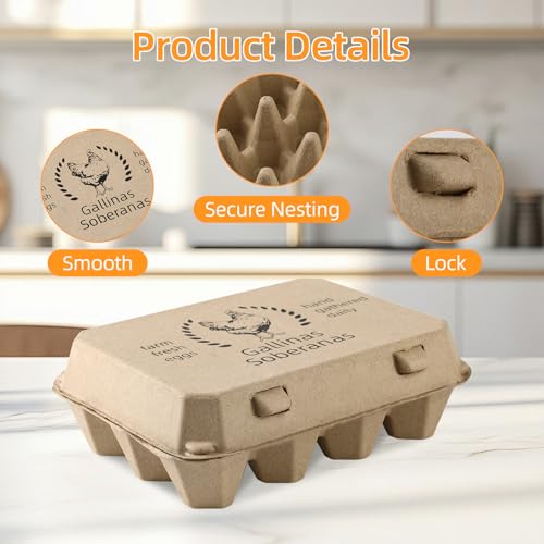 Egg Cartons Cheap Bulk 30 Pack, Biodegradable Paper Pulp Egg Holder Fridge | Egg Cartons Cheap Bulk 30 Pack, Cardboard 12-Count Egg Holder for Fridge, Biodegradable, Home Gifting & Farmers Market