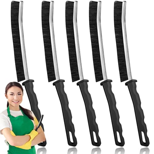 Crevice Cleaning Brush, Bathroom Gap Cleaning Brush, Hard Bristle Brush for Cleaning, Multifunctional Gap Brush, for Blind, Baseboard, Fan, Window or Sliding Door Track (5pcs) - color: Black-5pcs