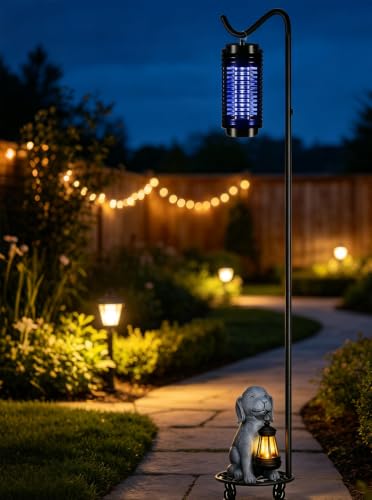 75'' Tall Shepherd's Hook with Base Adjustable Height Indoor Outdoor | Heavy Duty Base,Stable Outdoor Garden Hook,For Hanging Planters,Bird Feeders,Wind Chimes,Lanterns,Lamp