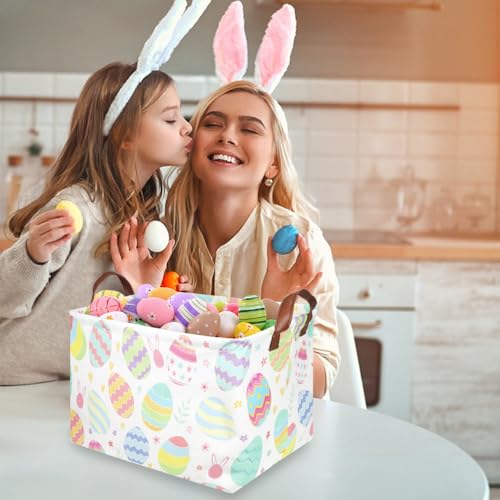 FXOLCSHE Rectangular 3pack Easter basket,Easter basket empty,Kids Toy Storage Basket for baby Bedroom,Toy Gift Organizerm,Kids Storage Bin,Easter gift box(Cute Easter egg) - color: Cute Easter egg