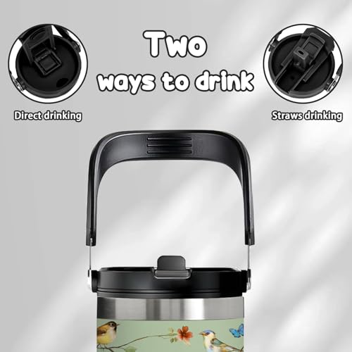Birds Gifts for Women - 30oz Floral Tumbler with Straw Lid, Flower Aesthetic Insulated Tumbler, Leak-proof Stainless Steel Hummingbird Insulated Cup For Girls, Mom - Chinoiserie Birthday Gift Cup - color: Bird1
