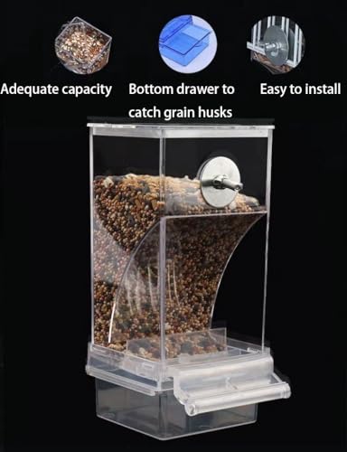 No Mess Bird Feeder,Automatic Parrot Feeder,Acrylic Food Container,Parakeet Cage Accessories for Parakeet Canary Cockatiel Finch