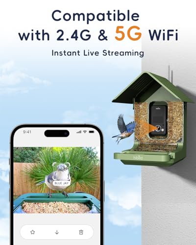 Bird Feeder with Camera, 32MP Photos & 4K Video with Live View, 5GHz/2.4GHz WiFi, AI Identify Birds Species and Instant Arrival Alerts for Bird Lovers