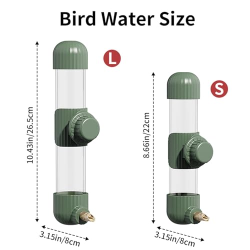 7.4 Fl Oz No Mess Bird Water Dispenser, Automatic Parrot Water Feeder with Spring Valve, Clear Cage Water Drinker for Parakeets Cockatiels Budgies Finch Lovebirds & Canary (Green, 7.4 fl oz (220ml)) | Leak-proof bird waterer For parrots, cockatiels budgie