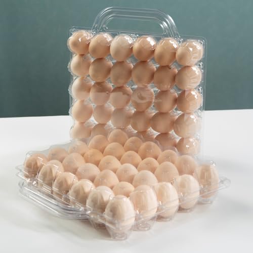 5*6grid Plastic Eggcarton with handle,egg cartons cheap bulk(30pc) | (5*6)30 grid Portable Clear Egg Cartons,Plastic egg carton with handle,,egg cartons cheap bulk,For Family, Farm, Markets. - size: 5x6 30 portable egg boxes, 30 pieces