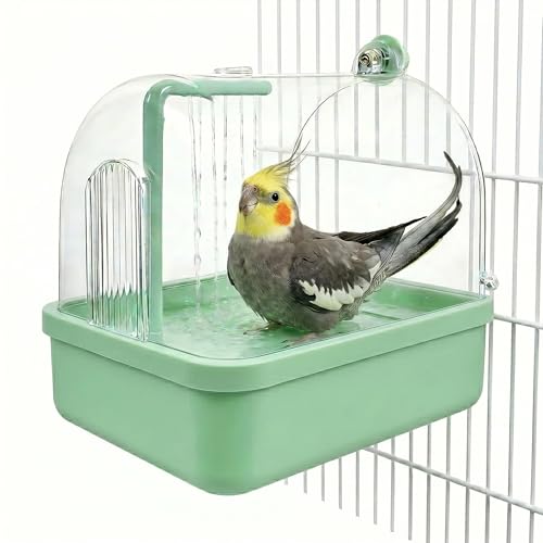 Pacify Automatic Bird Bath for Cage, Hanging Bird Shower with Pump, Circulating Water Indoor Parakeet Bathtub Bird Cage Accessory for Parrot, Parakeet, Cockatiel, Budgie, Conure, Lovebird
