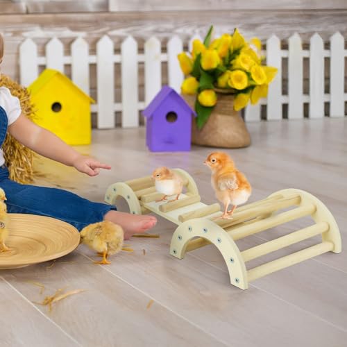 Chicken Perch Roosting Bar Jungle Gym Wooden Arch Bridge Platform Stand Ladder 3in1 Climbing Ramp Toys for Chick Hamsters Gerbils Mice Rodent and Small Animals
