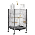VEVOR Bird Cage, 18 x 18 x 30 inch, Open Flat Top, Wrought Iron Bird Flight Cage with Perches, Slide-Out Tray and Plastic Feeders, Casters, for Parrot, Blue Tit, Cockatiel, Canary, Budgerigar, Conure - size: 18.0"L x 18.0"W x 30.0"H