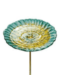 Glass Bird Bath Small Birdbath for Garden Decor, Yellow | 10.6" Bowl, 26" Height 4-Prong Stable Stake Easy to Clean Outdoor Bath or Feeder for Hummingbirds & Small Birds, Handcrafted