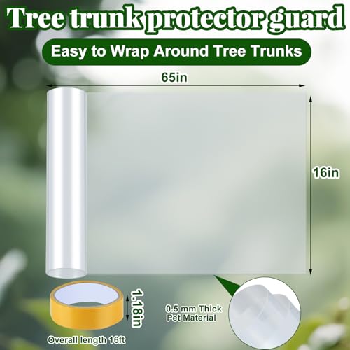 Iguana Tree Wrap 65" L X 16" W Squirrel Baffle for Bird Feeder Poles Plastic Tree Trunk Protector Guard Reusable Squirrel Guard Tree Wrap Clear Anti-Climbing Tree Barrier with Adhesive Tapes - size: 65x16IN