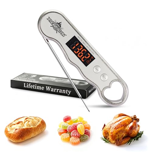 0.3s Fast Read Meat Thermometer – USB-C Rechargeable, Silvery | Digital instant read for BBQ, baking, and candy –no batteries needed - color: Silvery