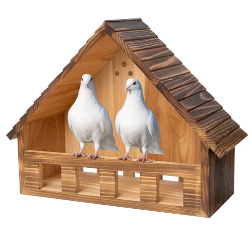 SWANGSA Mourning Dove Nesting Box, Carbonized Cedar Birdhouses for Outdoor Doves and Other Small Birds - size: 1 Pack