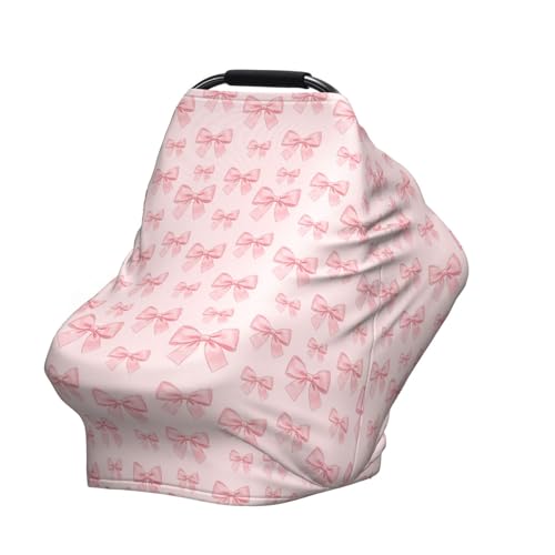 Pink Bow Baby Stuff Car Seat Cover for Baby,Mom Nursing Breastfeeding Covers,Multi-Use Car Seat Canopy Carrier Cover,Stroller Cover Newborn Shower Gift for Boys Girls - color: Pink Bow