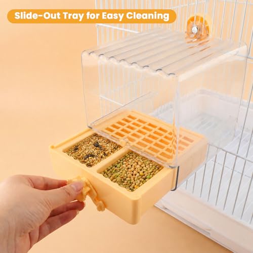 Bird Bath for Cage, 6.5 x 6.5 x 7.5 Inch, Clear Parrot Parakeet Bird Bath | For Small to Medium Birds Cockatiels, Budgie, Quaker, Conure, Lovebirds, Finches, Bird Feeder Scoop Included