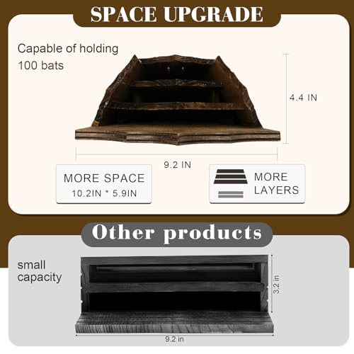 VIREESR Bat House for Outdoors, Castle 3-Chamber Bat Box, 100-Capacity | Cedar Wooden Bat House, Bat Boxes for Outside for Tree, 3 Chamber Design to Attract Bats, Weather-Resistant, Brown - size: Brown