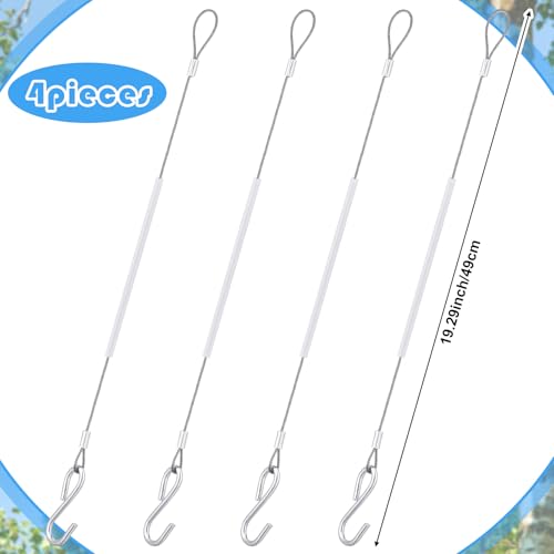 4pcs Bird Feeder Hanger for Tree with S-Hook Hanging Cable Tree Limb Protector with Silicone Sleeve Flexible Stainless Steel Cable for Heavy Bird Feeders, Plants, Baths (19.29inch) - size: 19.29Inch