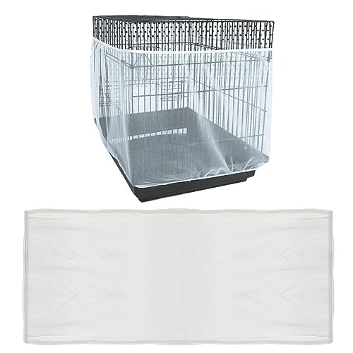 Adjustable Birdcage Seed Feather Catcher Bird Cage Net Cover Soft Skirt Guard Birdcage Nylon Mesh Netting for Parrot (118 x 39.4 Inch) (White) - color: White