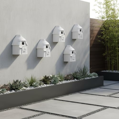 Bird House for Outside Clearance, Bird House for Outside, Composite Material Wren House, Water Proof Wall Tree Window Multi-moutable for Viewing Inside,, 10 Years Performance, White 1.25" Hole - color: White