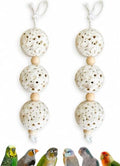 Shred and Destroy Bird Toy for Small Birds - Budgies, Lovebirds - Natural Sola Ball Hanging Chew Toy - 2 Pack - Boredom Buster Cage Toy
