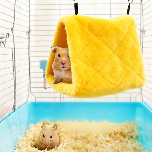 Bird Nest Snuggle Hut Soft Plush Hammock Hanging Cage Tent for Birds Parrot Winter Warm Bed Pet Toy for Hamster Parrot Macaw Budgies Eclectus Parakeet Cockatiels Cockatoo Lovebird (Yellow) - color: Yellow