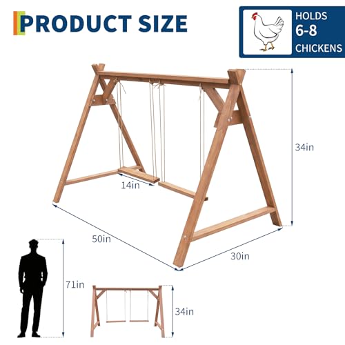 Chicken Perch with Swing, Chicken Roosting Bars for Coop Accessories, Wooden Chicken Run Toys Accessories for Chickens' Health and Happiness, Easy to Assemble & Clean | Wooden Chicken Run Toys Accessories for Chickens' Health and Happiness, Easy to Assemb