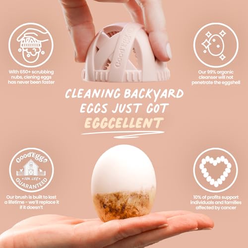 GoodEgg The Original Egg Brush, Silicone Egg Cleaning Brush for Farm Fresh Eggs, Chicken Coop Cleaning Tools, Egg Washer, Chicken Coop Accessories, Standard Sized Eggs, Pink, As Seen On Shark Tank | Patented Silicone Design for Any Size Eggs, Made in the