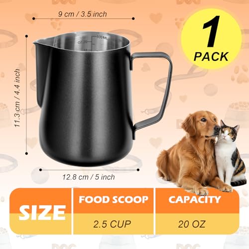 2.5Cup Dog Food Scoop, Stainless Steel Measuring Cup,Pet Food Measuring Scoop for Dogs, Cats, Birds and Small Pets,and Kitchen use-Ideal for Dry Food & Treats(Black) (2.5CUP)