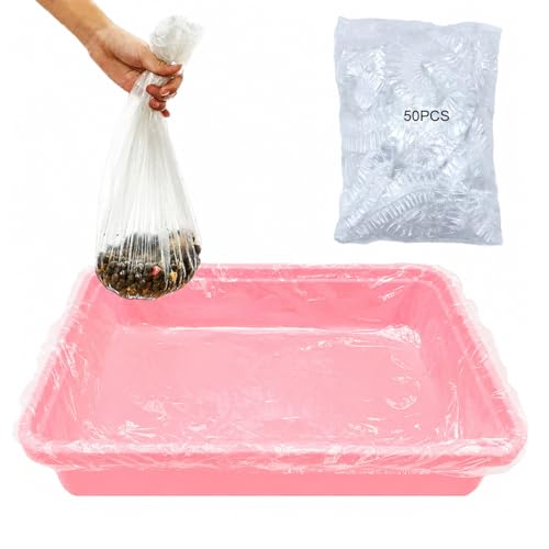 Disposable Rabbit Cage Liners, 50 Pcs Small Animal litter box Liner Bags | Quick Cleanup Leak-Proof Transparent Elastic Opening Pet Toilet Tray Film for Bird Guinea Pig Bunny Chinchilla - size: L+W+D<24 inches