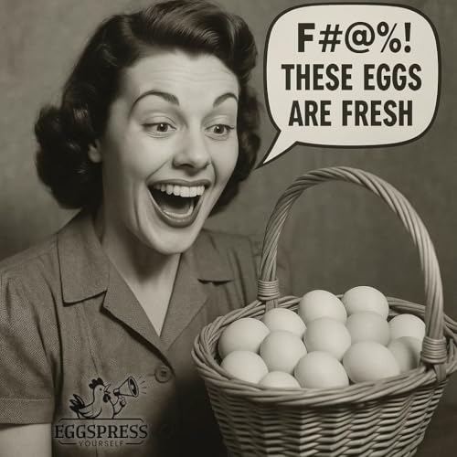 Funny Retro Egg Carton – “The F Word is Fresh” Vintage Humor Design, Holds 12 Eggs, Eco-Friendly Molded Fiber Dozen Carton - 12 Pack