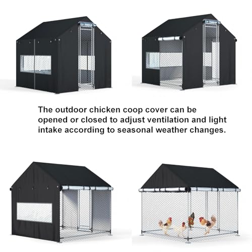 Outdoors Chicken Coop Cover 6.6x6.6x6.6ft All-Weather （Covers Only） | Premium 600D Oxford Fabric – Waterproof, Snowproof & UV-Resistant Outdoor Chicken Coop Protection - size: 79.0"L x 79.0"W x 79.0"H