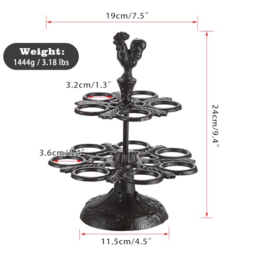 Heavy Duty Cast Iron Egg Holder Countertop - Vintage Eggs Holder Stand for Fresh Eggs, Retro Egg Stroage Rack, Easter-Egg Display Holder for Kitchen & Dinning Countertop Decor - color: Black